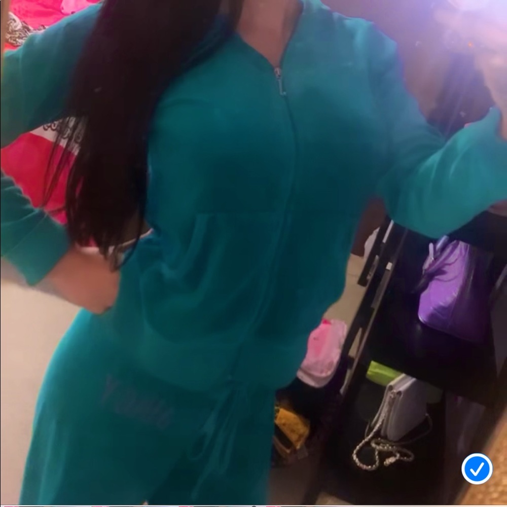 Juicy couture velour tracksuit teal matching set outfit